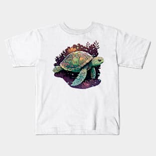 Coral Reef Sea Turtle Kids T-Shirt